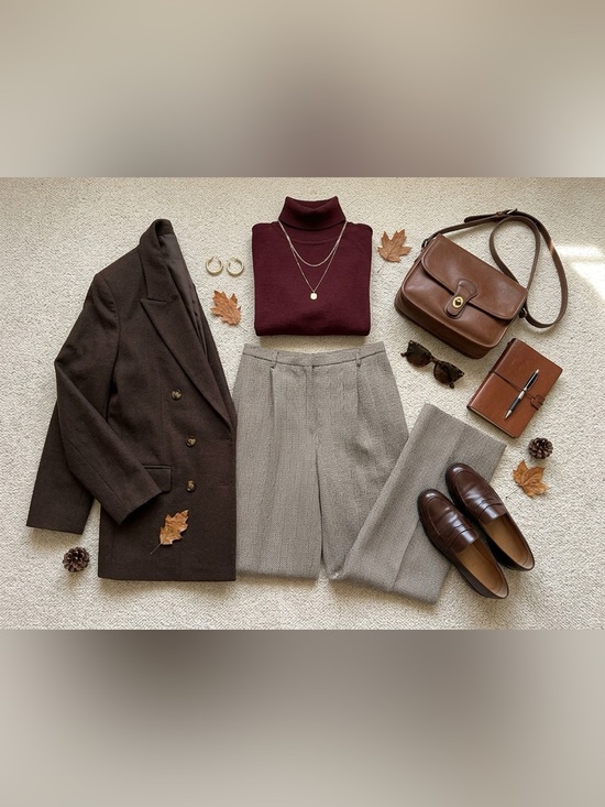 Valerie Stevens Pants - Valerie Stevens Taupe Herringbone Wool Pants 12 High Rise Wide Leg Trousers Vtg